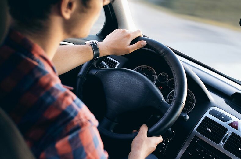 Student driver taking his driving test